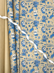 Бумага крафт Детский карнавал Голубой на коричневом 68см*10м (60гр/м2) Бумага крафт Детский карнавал Голубой на коричневом 68см*10м (60гр/м2)